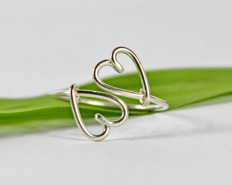 Herz Zu Ring - Doppel Liebe Ring, Sterling Silber Brautjungfer Geschenk Und Valentinstag Schmuck von FabulousWire
