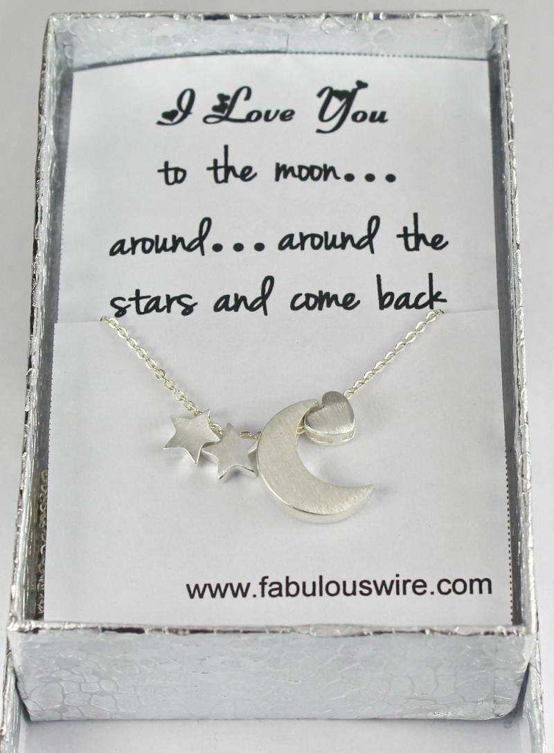 Ich Liebe Dich Auf Den Mond, Um... Rund Um Die Stars Und Kommen Zurück, Liebe Halskette, Liebhaber, Paar, Mutter, Töchter, Schwestern Geschenk Y6783 von FabulousWire
