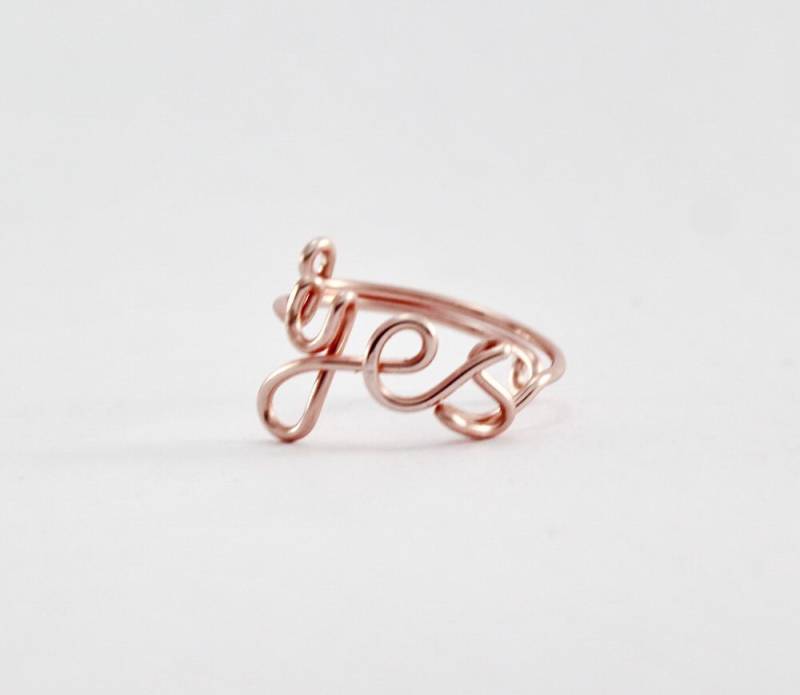 Rose Gold Ja Ring, Wire Wort Ich Do, Brautjungfern Geschenk Freundin Statement Brautjungfer Favor Ring von FabulousWire