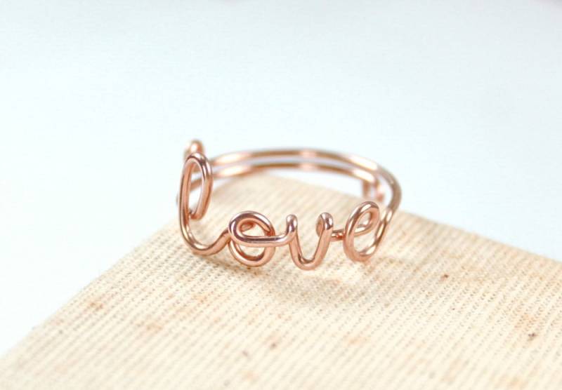 Rose Gold Liebe Ring, 14 K Gefüllt Draht, Zarte Schmuck von FabulousWire