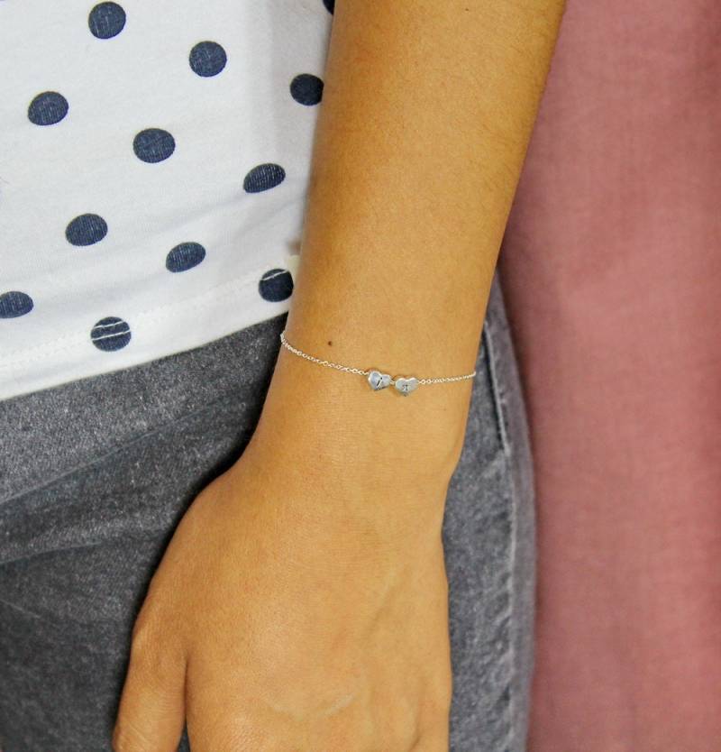 Zwei Herzen Erste Armband, Personalisierte Liebhaber Herz Schmuck, Paare, Schwestern, Mutter-Tochter-Schmuck Y061 von FabulousWire