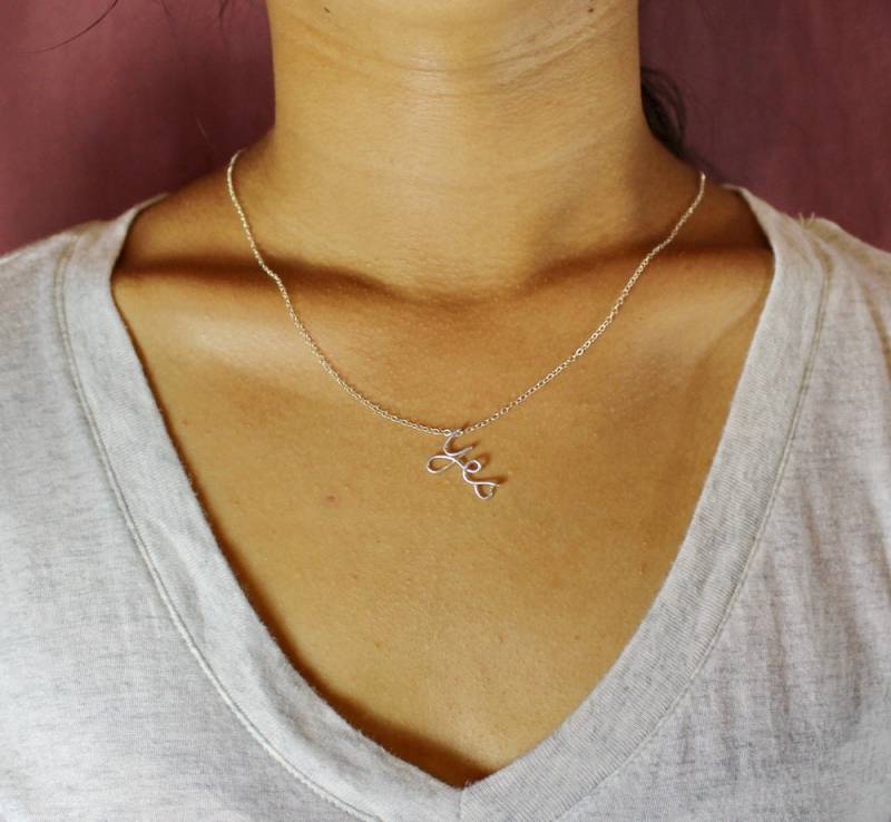sterling Silber Wire Wort Ja Halskette, Handgemachte Oder Name Personalisierte Schmuck von FabulousWire