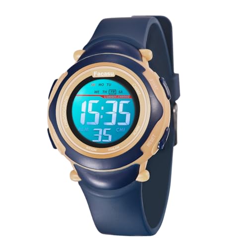 Facasu Kinderuhr Digital für Mädchen Jungen, Wasserdichte,Bunt Light,Outdoor Sport Uhren, Einfaches Ablesen Einstellen der Uhrzeit mit Stoppwatch Alarm für Kinder im Alter von 4–15 Jahren (Dunkelblau) Facasu Kinderuhr Digital für Mädchen Jungen, Wasserdichte,Bunt Light,Outdoor Sport Uhren, Einfaches Ablesen Einstellen der Uhrzeit mit Stoppwatch Alarm für Kinder im Alter von 4–15 Jahren (Dunkelblau) von Facasu