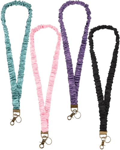 Faccito 4 x Haargummi-Schlüsselbänder für Ausweise, Schlüssel, niedlicher Halsschmuck mit Clip, Lehrerverschluss, dehnbare Schlüsselbänder (klassischer Stil) von Faccito