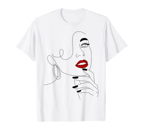 Abstrakt Minimalistische Ästhetische Linie Gesicht Künstler Frauen T-Shirt von Face Abstract Minimalistic Novelty Salon Lovers