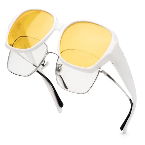 Face Shadow Polarisierte Nachtsichtbrille für Autofahrer, Nachtfahrbrille Damen Herren, Nachtbrille zum Autofahren, Überzieh Sonnenbrille Nachtsicht, Ultra Leicht von Face Shadow