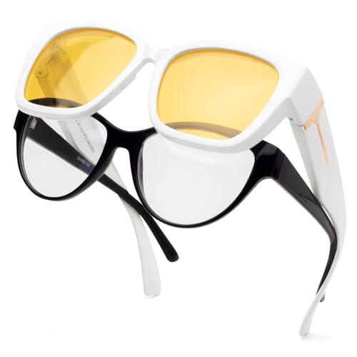 Face Shadow Polarisierte Nachtsichtbrille für Autofahrer, Nachtfahrbrille Damen Herren, Nachtbrille zum Autofahren, Überzieh Sonnenbrille Nachtsicht, Ultra Leicht von Face Shadow