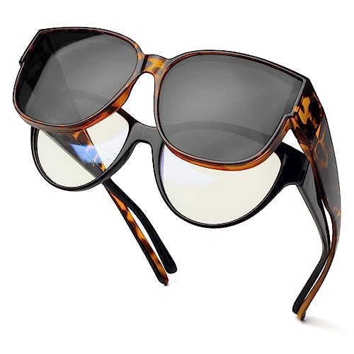 Face Shadow Polarisiert Überzieh Sonnenbrille Damen über Normale Brille, Überbrille für Brillenträger UV400 Schutz Übergroß, Ultra Leicht Fahren Angeln Face Shadow Polarisiert Überzieh Sonnenbrille Damen über Normale Brille, Überbrille für Brillenträger UV400 Schutz Übergroß, Ultra Leicht Fahren Angeln von Face Shadow