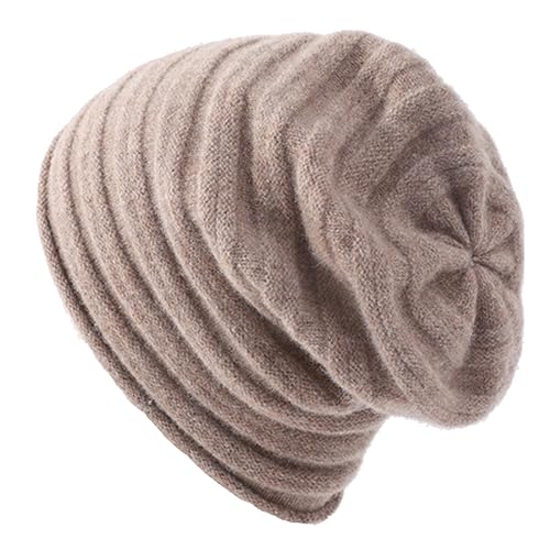 Facecozy Mütze Damen Kaschmir and Wolle Strickmützen Herren (Kamel) von Facecozy