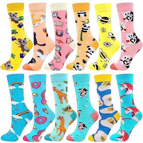 Facefuture Bunte Socken Damen 39-42 Odd Phantasie Strümpfe Glücklich Baumwolle Sock 12 Pairs(DE1212) von Facefuture