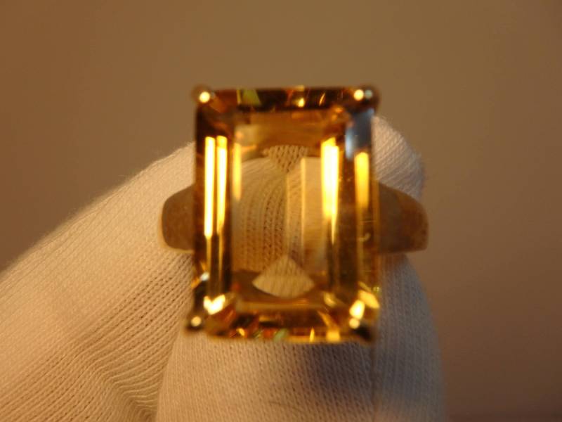 Citrin 9Ct Gold Smaragdschliff Ring 6, 05 Cts von FacetCutterDesigns