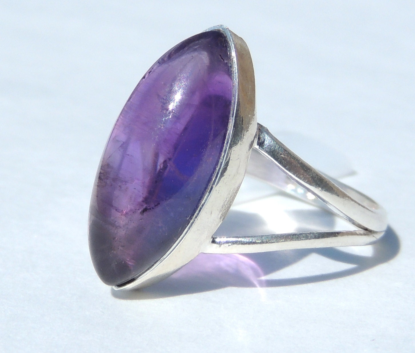 Amethyst Silber Ring [Größe 6 Us] Solid Blende/W Teilen Schaft von FacetedFox
