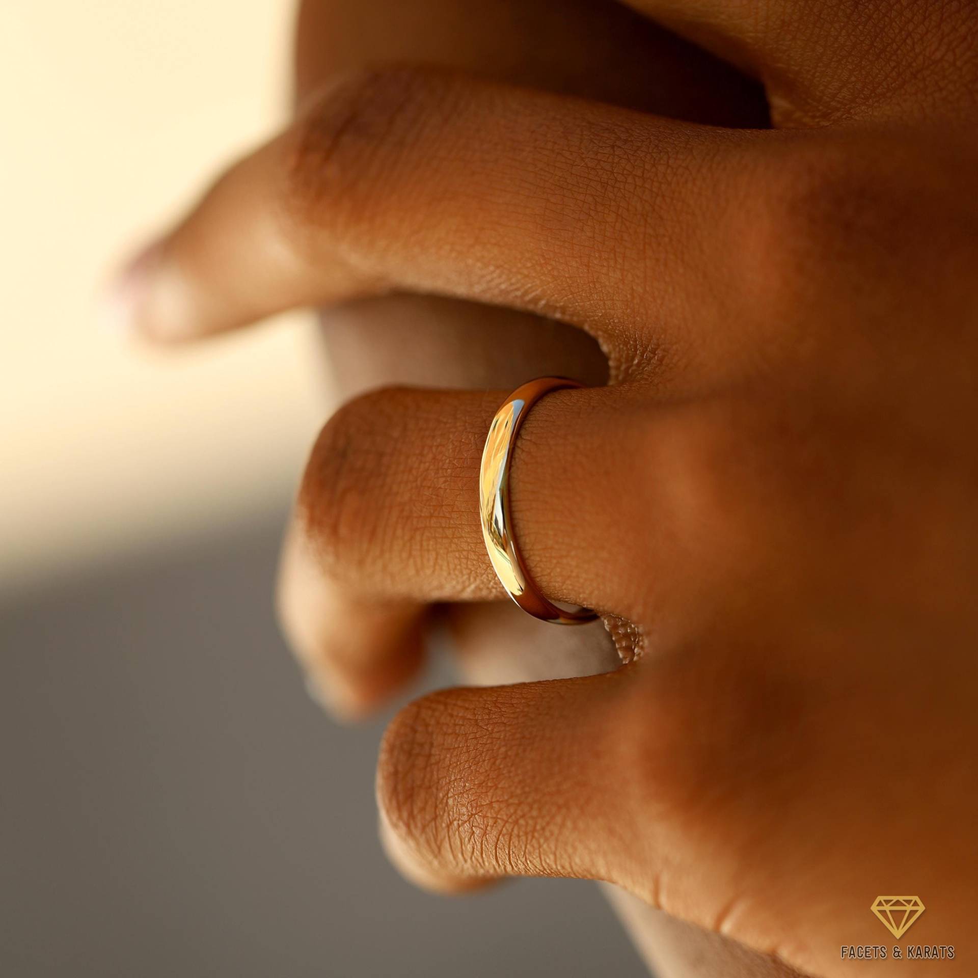 10K Oder 14K Gold 2, 5 Mm Schlichtes Band | 14K Gold von FacetsandKarats