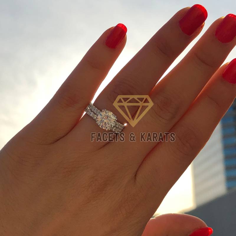 14K Weißgold Ehering Set , Verlobungsring Passendes Eternity Band Brautring Von Facets & Karats Auf Etsy von FacetsandKarats