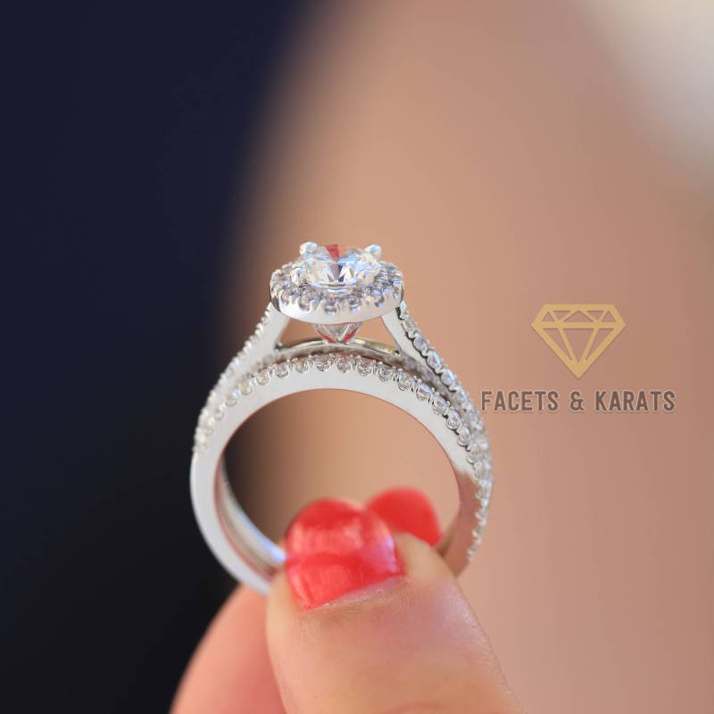 18K Solid Gold Ehering Verlobungsring & Passender Braut Set Für Frauen Hochzeit Verlobungsschmuck Von Facets Und Karats von FacetsandKarats