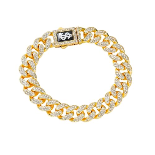 Dollarzeichen-Kubanisches Armband für Männer Kubanisches Armband Funkelnd Dollar-Geld Gold Glänzend Rapper-Geldsymbol-Schmuck fur Herren von Fachoice