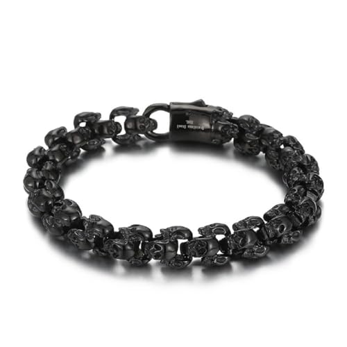 Gotisch Schädel Kopf-Armband für Männer Dämonen-Schädel Kopf Armband Punk Teufels-Multi Skelettkopf Schmuck fur Herren (Schwarz) von Fachoice