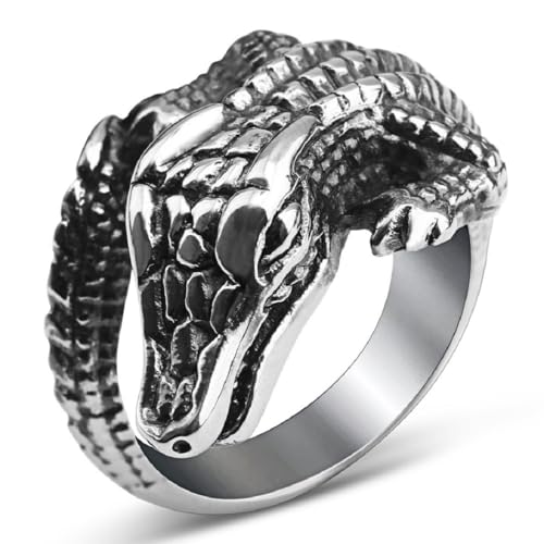 Krokodil-Tier-Ring für Männer Jahrgang-Krokodil-Ring Punk Stilvoller Alligator Tier- Schmuck fur Herren (21.4) von Fachoice