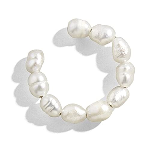 1 Stück Minimalistische Kunstperle Ohr Manschette Creolen Weiß Ohrklemme Piercing Need Bohemia Stapelbar C Form Ohrclip, Kupfer + natürliche Perle von FackLOxc