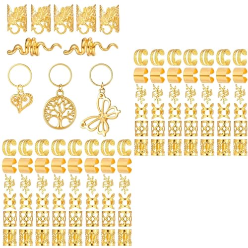 100 Stück Gold Metall Haarschmuck Verstellbare Dreadlocks Schmuckringe für Zöpfe und Frisuren Haarschmuck von FackLOxc
