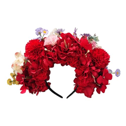 Buntes Blumen Stirnband Haarkranz Hochzeit Party Kostüm Kopfschmuck Für Braut Frauen Mode Haar Accessoire Personalisiertes Mode Stirnband von FackLOxc