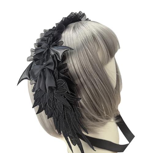 FackLOxc Damen Head Accessoires Mit Einzigartigen Geflügelten Spitzenspitzen Bowknot Mode Haarzubehör Für Cosplay Event von FackLOxc