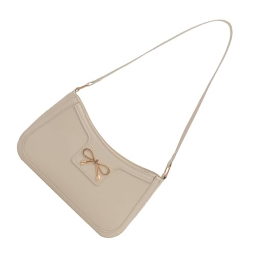 FackLOxc Damentasche Einfache Unterarmtasche Schöne Schleifen Achseltasche Shopping Dating Tasche Mode Handtasche Herbst Winter Schultertasche, beige von FackLOxc