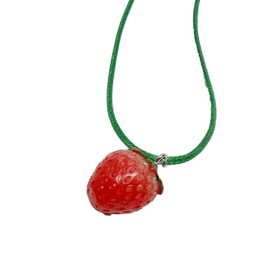 FackLOxc Einzigartige Halskette mit Erdbeer-Anhänger aus Harz, einfache Schlüsselbeinkette, verstellbares Halsband, Modeschmuck, S, Harz FackLOxc Einzigartige Halskette mit Erdbeer-Anhänger aus Harz, einfache Schlüsselbeinkette, verstellbares Halsband, Modeschmuck, S, Harz von FackLOxc