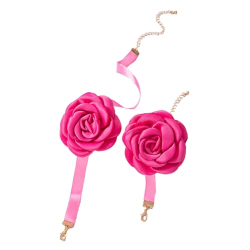 FackLOxc Elegante Blumen-Choker-Halskette, Armband, Schnürkragen, Halskette, Party-Schmuck für Damen, Teenager, Mädchen, Stoff FackLOxc Elegante Blumen-Choker-Halskette, Armband, Schnürkragen, Halskette, Party-Schmuck für Damen, Teenager, Mädchen, Stoff von FackLOxc
