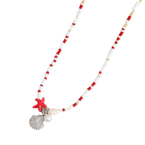 FackLOxc Ethnisches Perlenhalsband mit Seestern-Anhänger, verstellbar und Halskettenverzierung für den täglichen Gebrauch, Metall von FackLOxc