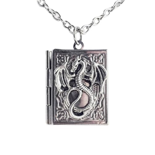 FackLOxc Exquisiter handgefertigter Anhänger, Vintage-Buch-Medaillon-Anhänger, Halsketten für Sammler und Mode-Enthusiasten, Metall von FackLOxc