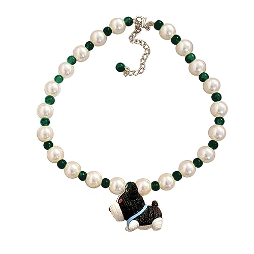 FackLOxc Halskette mit Welpen-Anhänger für Damen, handgefertigt, Perlenkette, Choker für Frauen, süße Schlüsselbeinkette, Schmuck, Acryl von FackLOxc