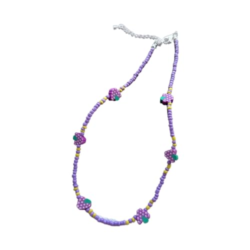 FackLOxc Handgewebte Perlen-Halskette, Strandfarbe, Reisperlen, verschiedene Obst-Halsketten, Halsband, geeignet für Damen, Mi Zhu von FackLOxc