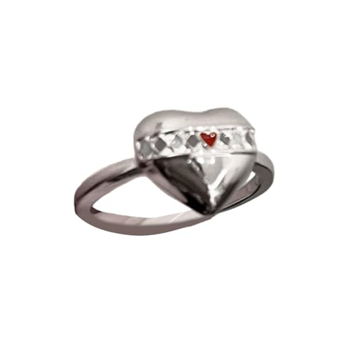 FackLOxc Modische Coole Süße Silberfarbene Farbe Herzverstellbare Ringe Für Frauen Mädchen Weihnachtsgeschenke Freizeitparty Accessoire Tropf Ölring von FackLOxc