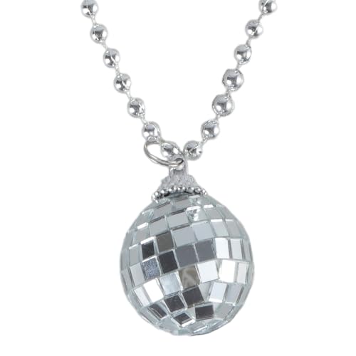 FackLOxc Modische Halskette mit Anhänger in Discokugel im 70er-Jahre-Stil, für Partys, Kostümdekorationen, Zubehör, Tanzbedarf, Kunststoff von FackLOxc