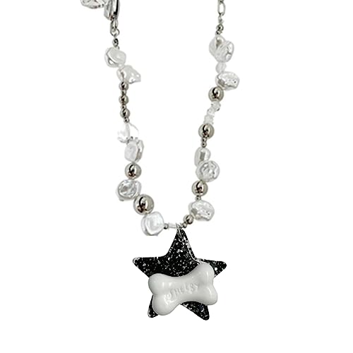 FackLOxc Modische Halskette mit Sternknochen-Anhänger, Punk, süß, cool, Perlen, Schlüsselbeinkette, ästhetischer Schmuck von FackLOxc
