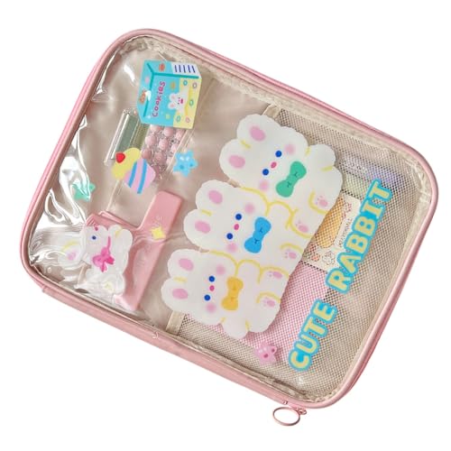 FackLOxc Multifunktionale Dokumenten-Organizer-Tasche mit Reißverschluss, Reise-Datei-Tasche, Aufbewahrungstasche für Dokumente, Tablet, Notizbuch, Planer, Stift, Gefüllter Hase, Taschen-Organizer von FackLOxc