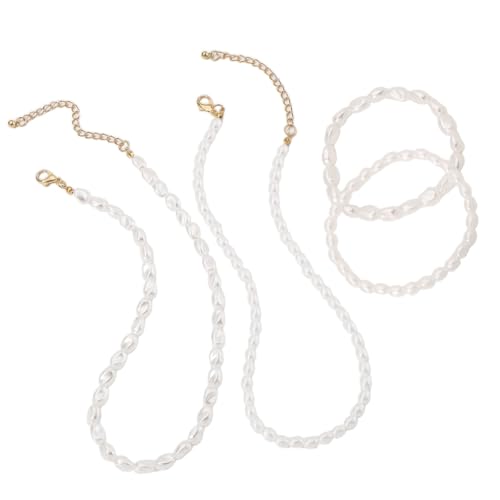 FackLOxc Perlen-Schmuck-Set mit verstellbarer Länge, modische französische Perlen, Hals und Handgelenk-Kette, Set für den täglichen und formellen Gebrauch von FackLOxc