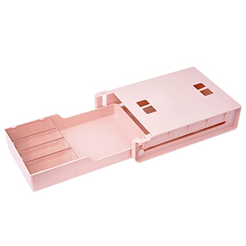 FackLOxc Selbstklebende Schublade unter dem Schreibtisch, ausziehbar, versteckt unter montierter Schublade für Zuhause, rose, Taschen-Organizer von FackLOxc