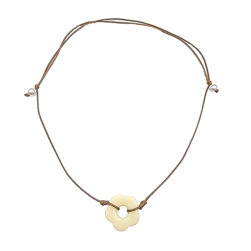 FackLOxc Trend Acryl Blume Anhänger Schlüsselbeinkette Temperament Einfache Halskette Verstellbare Zeichnung Seil Halskette, Acryl von FackLOxc