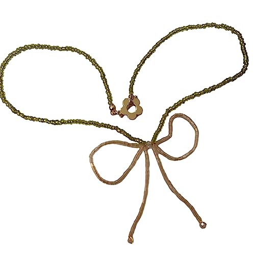 FackLOxc Trendige Halskette mit Schleifen-Anhänger, Party-Zubehör, elegante Acryl-Perlen-Halskette, Acryl für formelle Veranstaltungen von FackLOxc