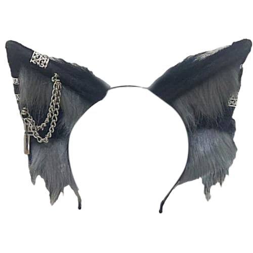 FackLOxc Wolf Ohr Form Haarband Musik Festivals Anime Charakter Stirnband Erwachsene Plüsch Kopfbedeckung Cosplay Requisiten Unisex von FackLOxc