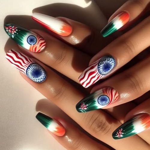 Glänzende Nägel zum Aufdrücken, Ballerinas, volle Abdeckung, künstliche Nägel, Streifen, zum Aufkleben, Maniküre-Zubehör für Damen, 24 Stück von FackLOxc