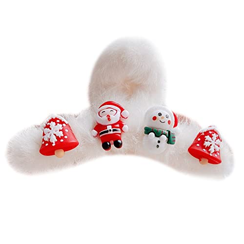 Große Plüsch-Haarklammern mit Weihnachtsdekoration, Haarspange für Damen, halber Dutt von FackLOxc