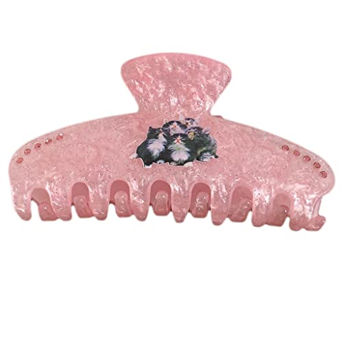 Haarklammer mit Kätzchenmuster, einfarbig, tägliche Haarspange, Haarnadel, Kopfbedeckung für Damen, Badezimmer-Zubehör, rutschfest von FackLOxc