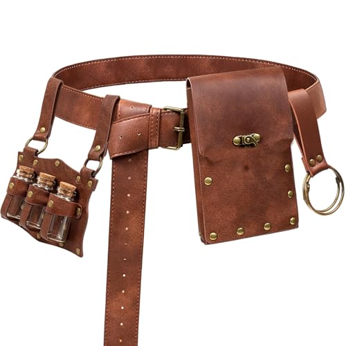 Mittelalterliche Gürteltasche aus Leder, Trankflasche, Halloween, Zauberer, Taillentasche, Seitenpackung, Halloween-Kostüm-Zubehör, merhfarbig Mittelalterliche Gürteltasche aus Leder, Trankflasche, Halloween, Zauberer, Taillentasche, Seitenpackung, Halloween-Kostüm-Zubehör, merhfarbig von FackLOxc