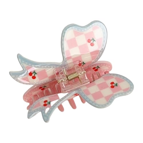 Modische Haarspange mit Schmetterlingsschleifen, Acryl, mit Karomuster, für Damen und Teenager, beliebtes Zubehör Modische Haarspange mit Schmetterlingsschleifen, Acryl, mit Karomuster, für Damen und Teenager, beliebtes Zubehör von FackLOxc