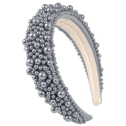 Modisches Schwamm-Stirnband-Accessoire, schönes Stirnband, elegantes breites Haarband mit Perlen, für Partys und Veranstaltungen, elegantes Haar-Accessoire von FackLOxc