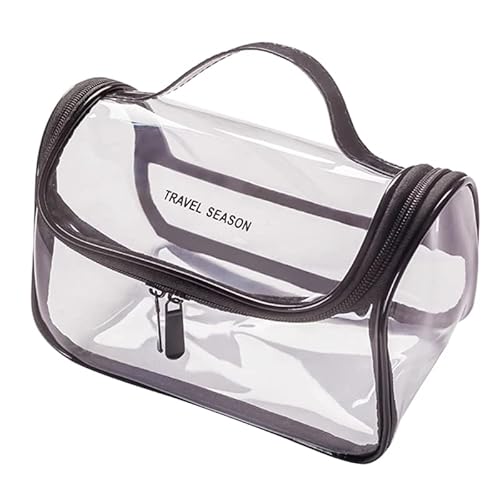 Reise-Make-up-Tasche, große Kapazität, PVC-Kosmetiktasche für Frauen, multifunktional, Aufbewahrung, Organizer, tragbare Kulturbeutel, Schwarz von FackLOxc