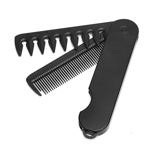 Tragbarer Faltpockt Kamm Für Männer 2 In 1 Feine Und Breite Zahndesigns Für Einfache Pflege Und Styling Von Haarbärtchen Bart Und Schnurrbart Kamm von FackLOxc